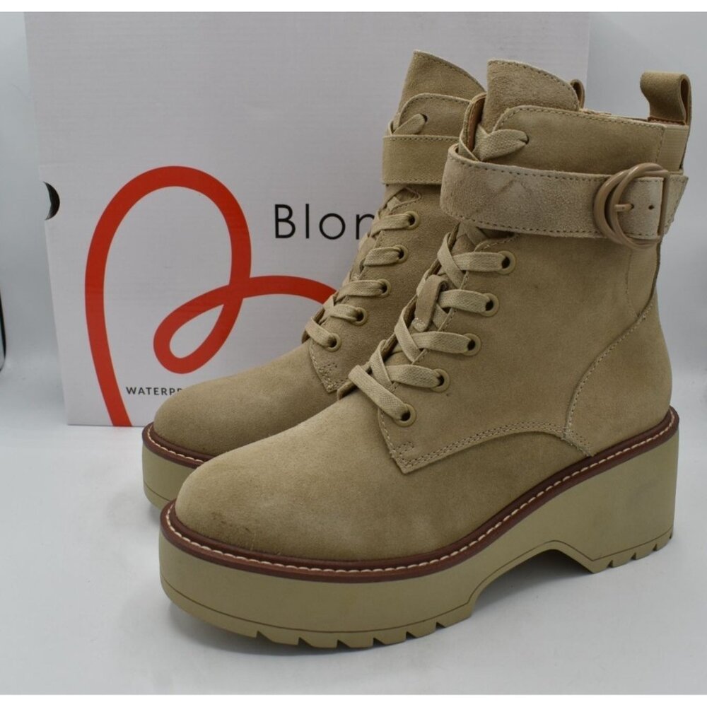 Blondo Goner Fashion Boots Women 9.5 Sand New Waterproof Suede Lug Sole